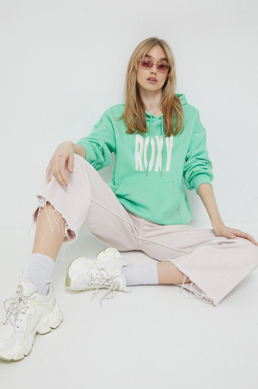 Roxy Суичър в зелено с качулка с принт - Pepit.bg