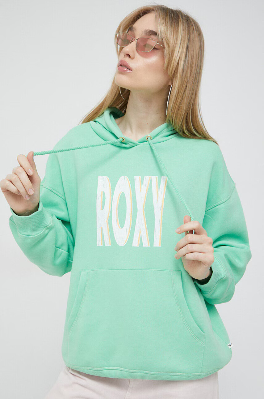 Roxy Суичър в зелено с качулка с принт - Pepit.bg
