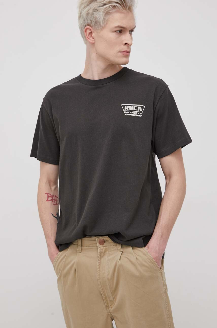 RVCA Памучна тениска в черно с принт - Pepit.bg