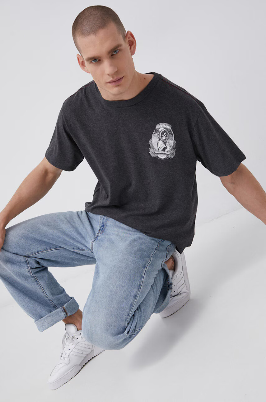RVCA Тениска мъжка в сиво с принт - Pepit.bg