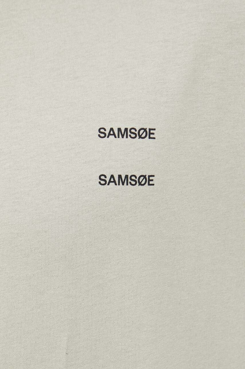 Samsoe Samsoe Памучна тениска в бежово с изчистен дизайн - Pepit.bg