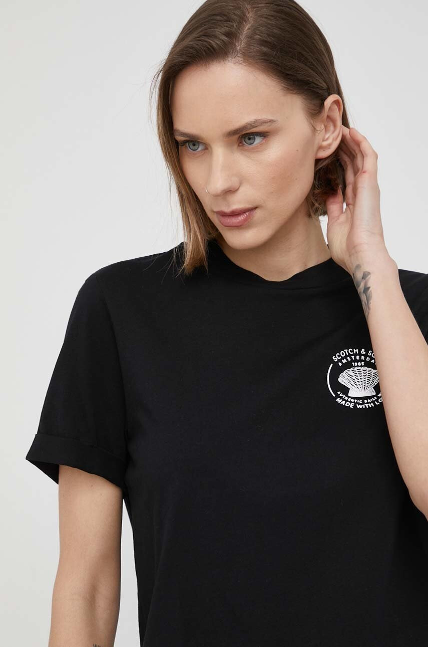 Scotch & Soda Памучна тениска в черно - Pepit.bg