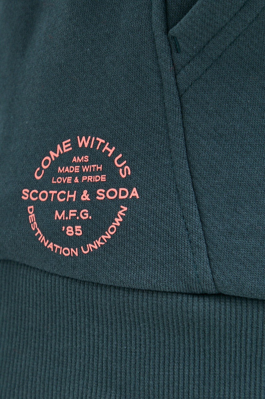 Scotch & Soda Суичър в зелено с качулка с принт - Pepit.bg