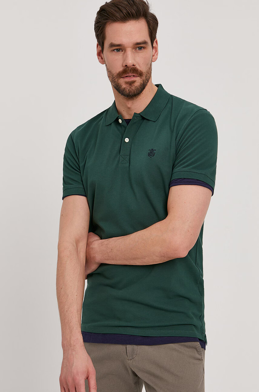 Selected Homme Тениска с яка в зелено - Pepit.bg