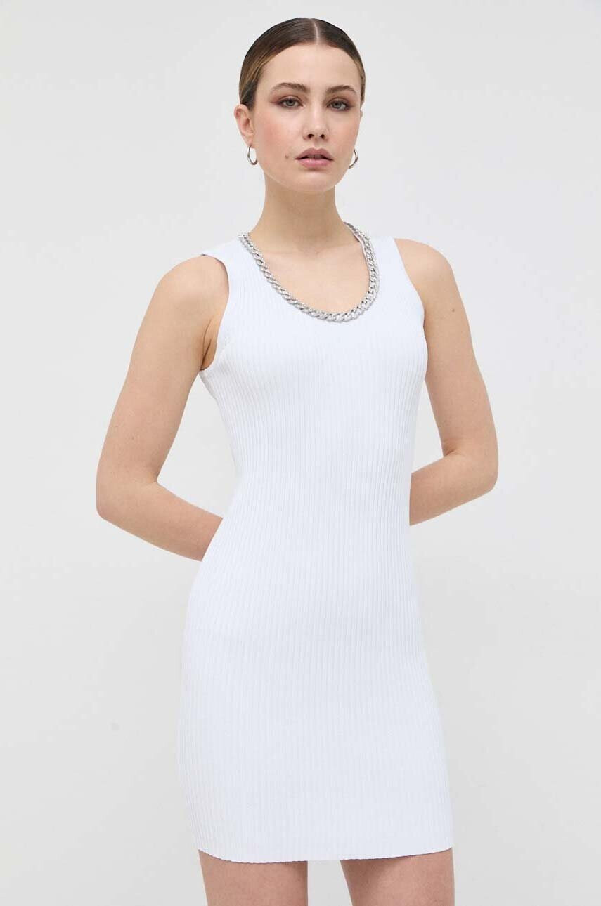 Silvian Heach Рокля в бяло къс модел с кройка по тялото - Pepit.bg