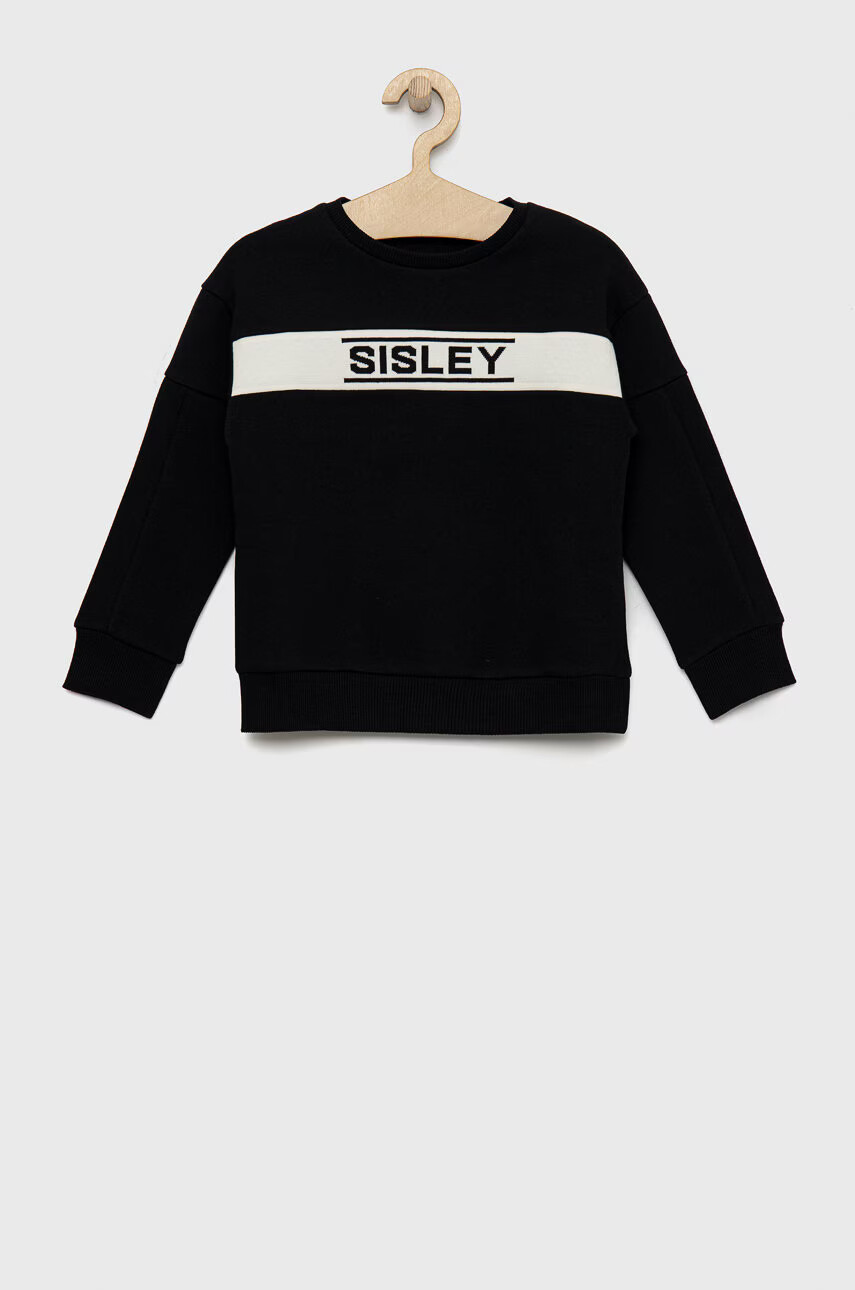 Sisley Детски суичър в черно с изчистен дизайн - Pepit.bg