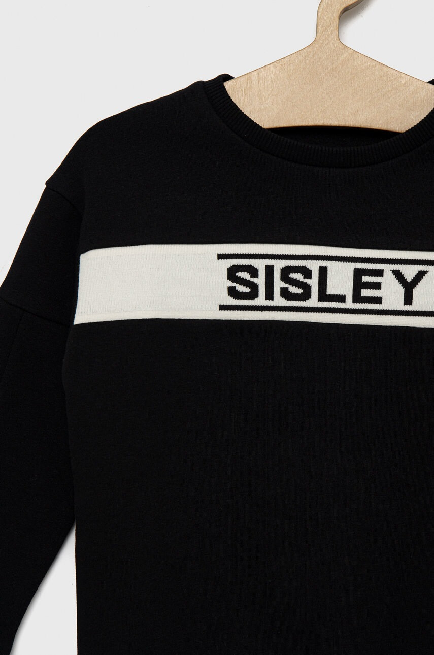 Sisley Детски суичър в черно с изчистен дизайн - Pepit.bg