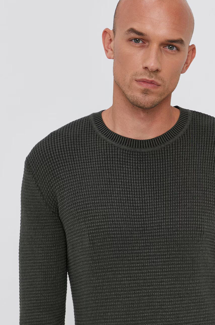 Sisley Пуловер с вълна мъжки в зелено - Pepit.bg
