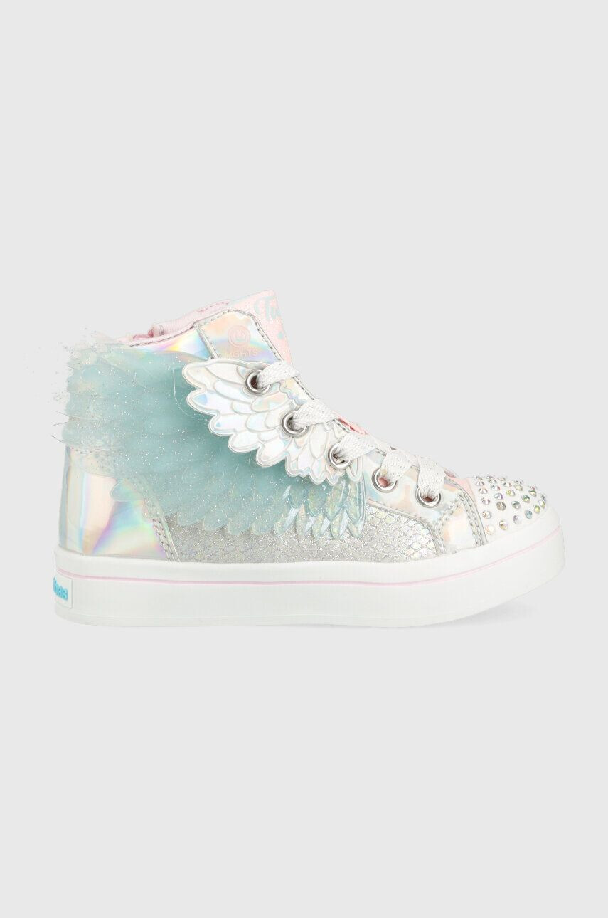 Skechers Детски високи кецове Unicorn Wings в сребристо - Pepit.bg