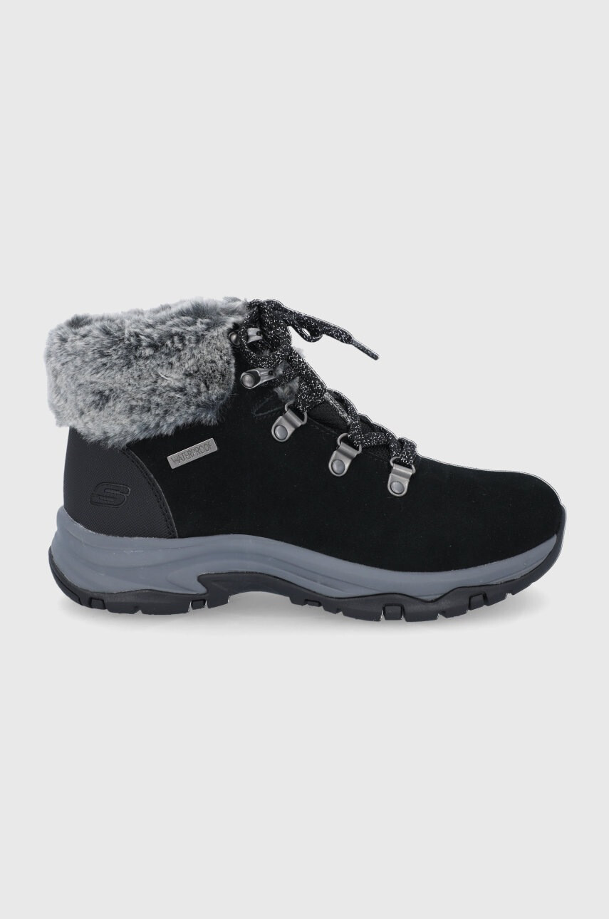 Skechers Велурени апрески в черно - Pepit.bg