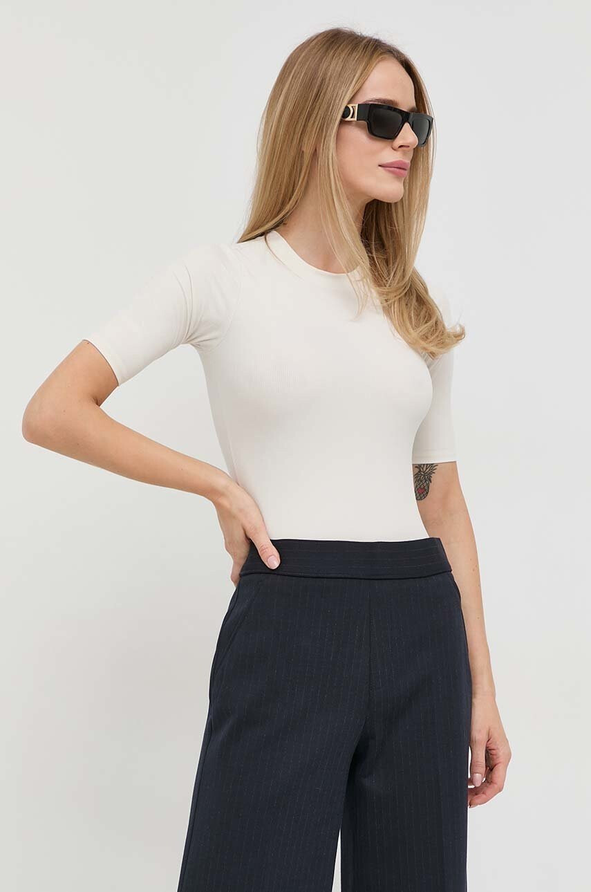 Spanx Боди Suit Yourself Ribbed Short дамско в бяло - Pepit.bg