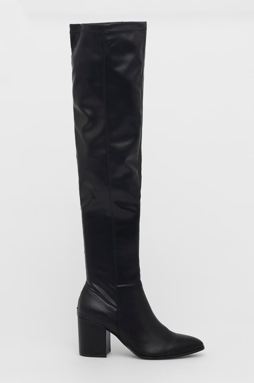 Steve Madden Ботуши Jacey дамски в черно с висок ток - Pepit.bg