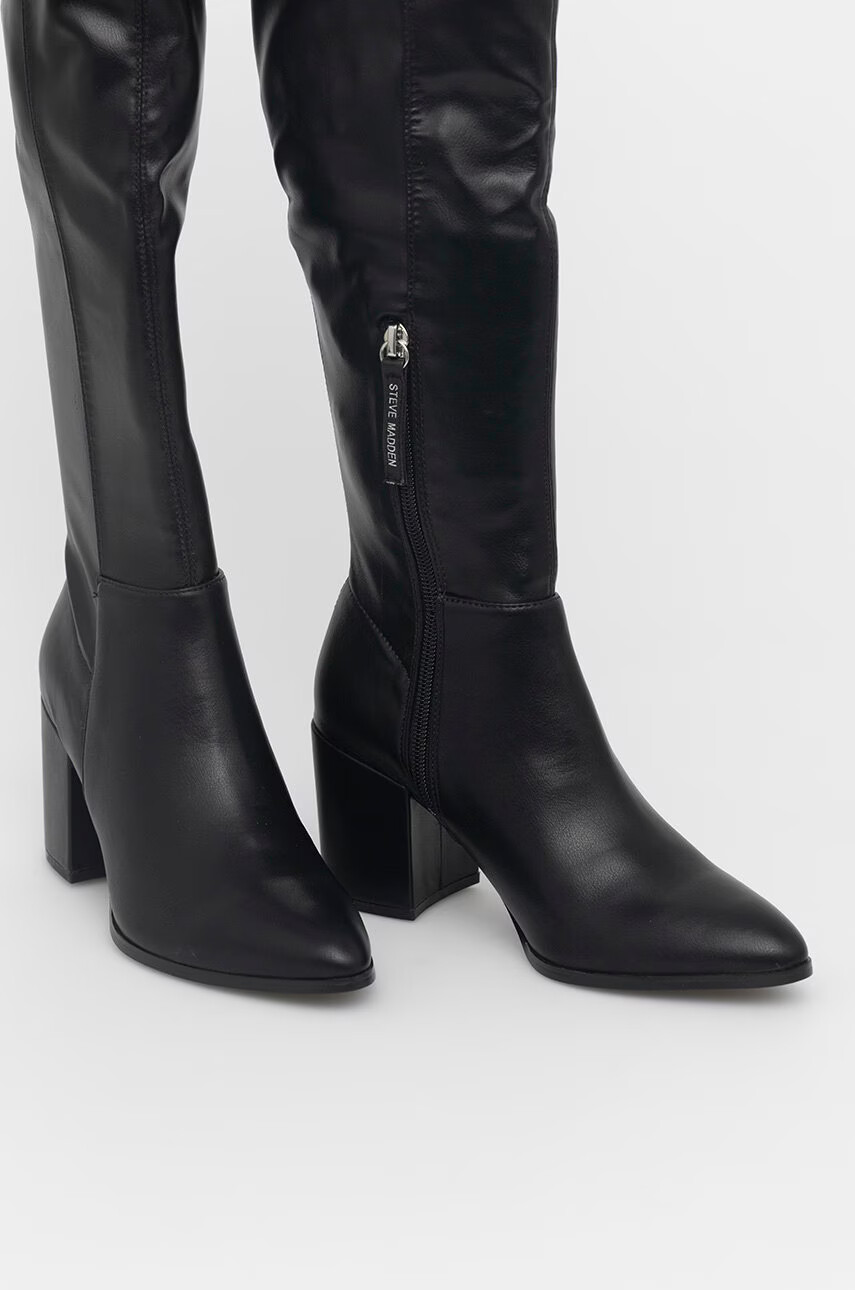 Steve Madden Ботуши Jacey дамски в черно с висок ток - Pepit.bg