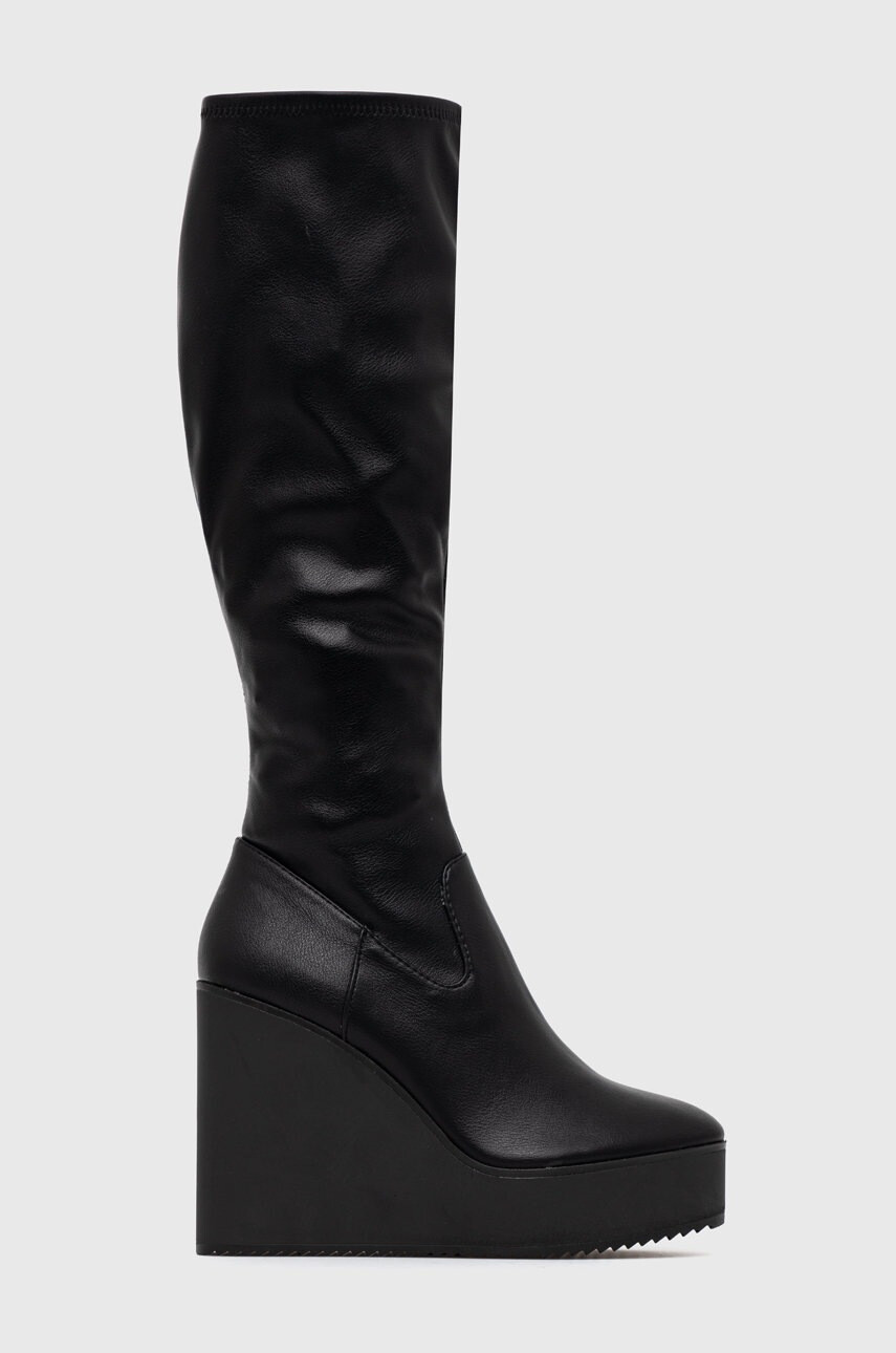 Steve Madden Ботуши Justly в черно със скосена платформа - Pepit.bg