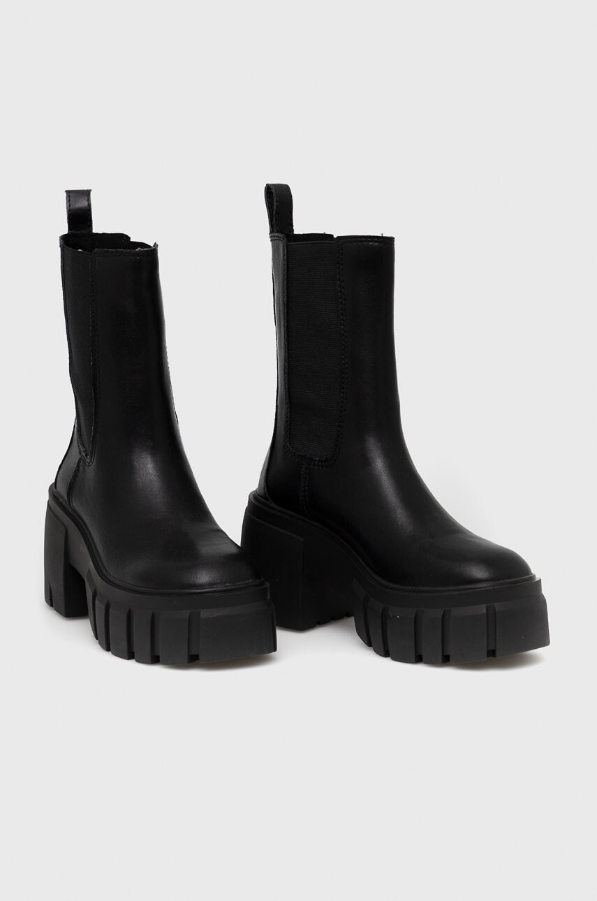 Steve Madden Кожени боти челси Ballistic в черно с висок ток - Pepit.bg