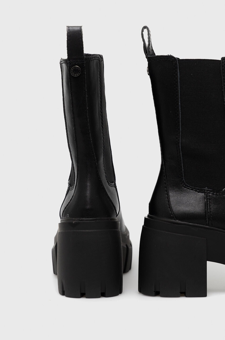 Steve Madden Кожени боти челси Ballistic в черно с висок ток - Pepit.bg