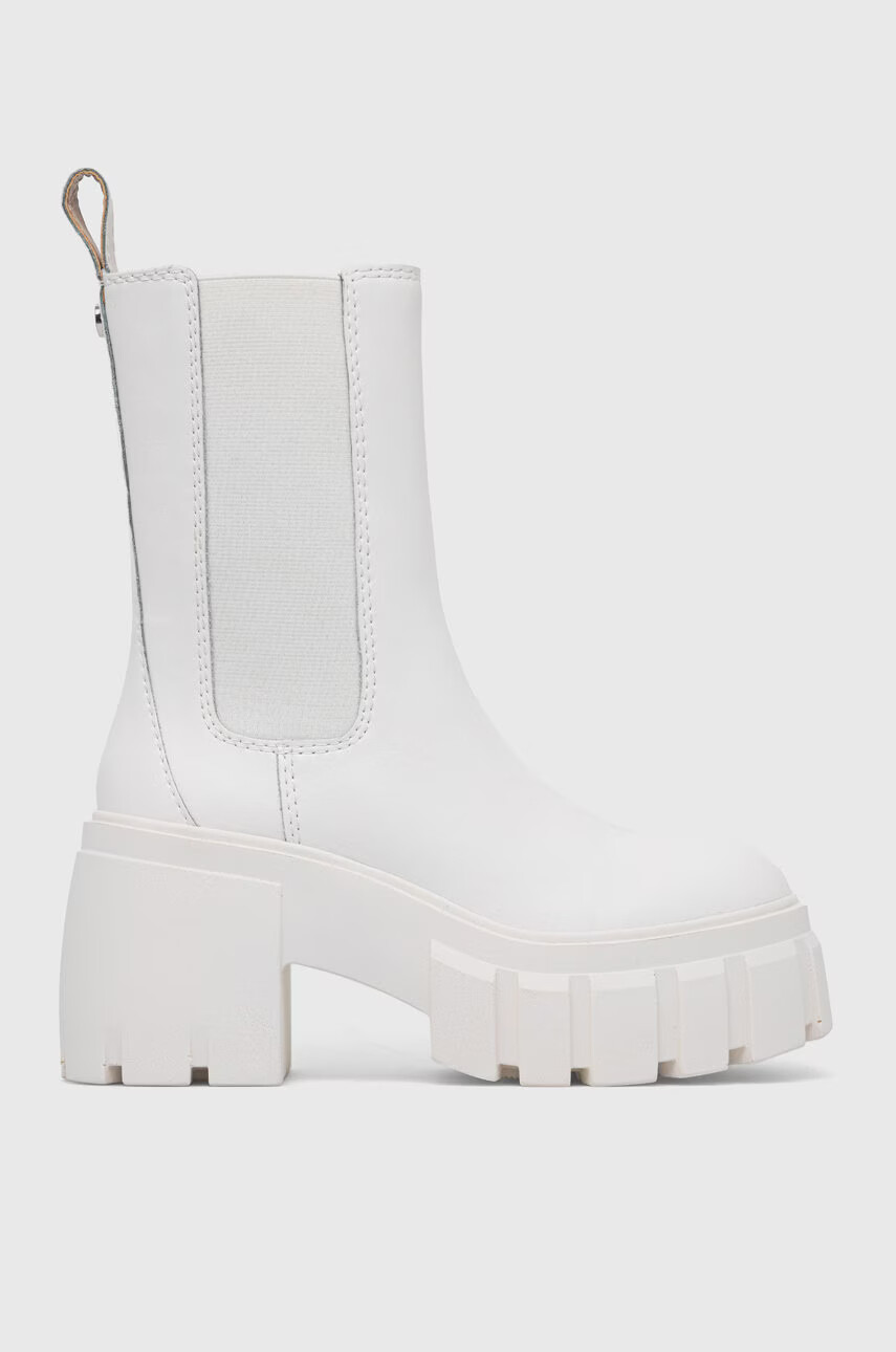 Steve Madden Кожени боти челси Ballistic в бяло с висок ток - Pepit.bg