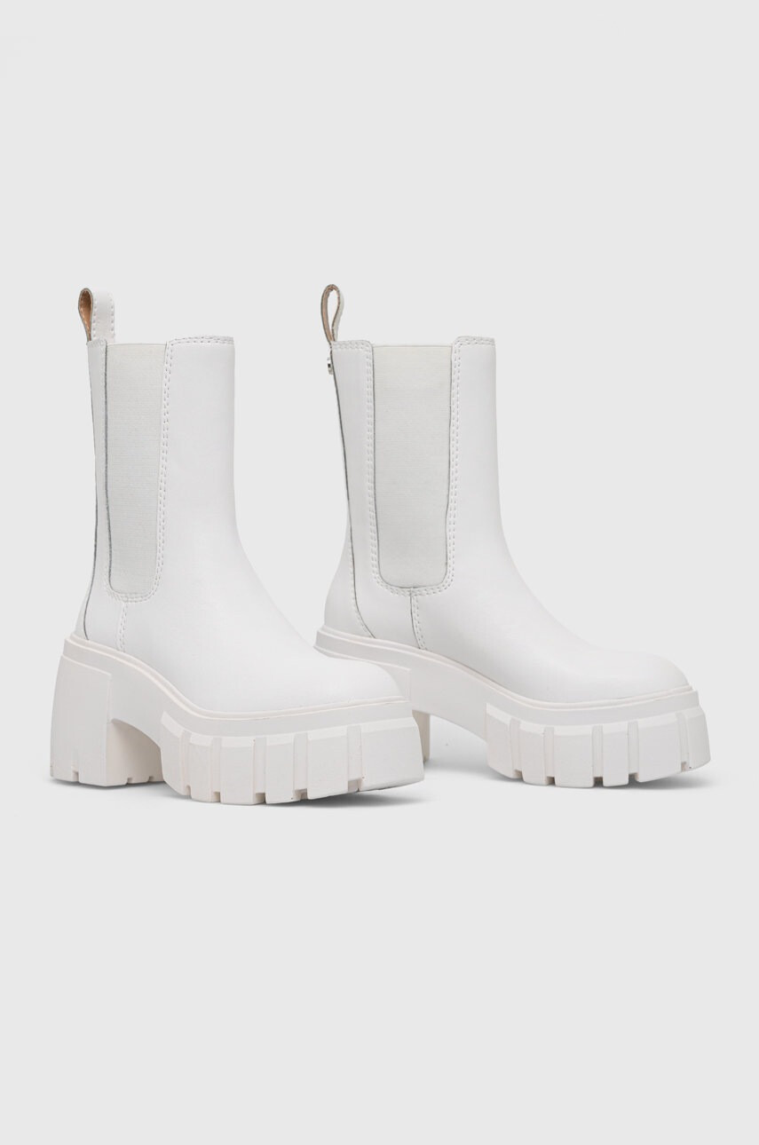 Steve Madden Кожени боти челси Ballistic в бяло с висок ток - Pepit.bg