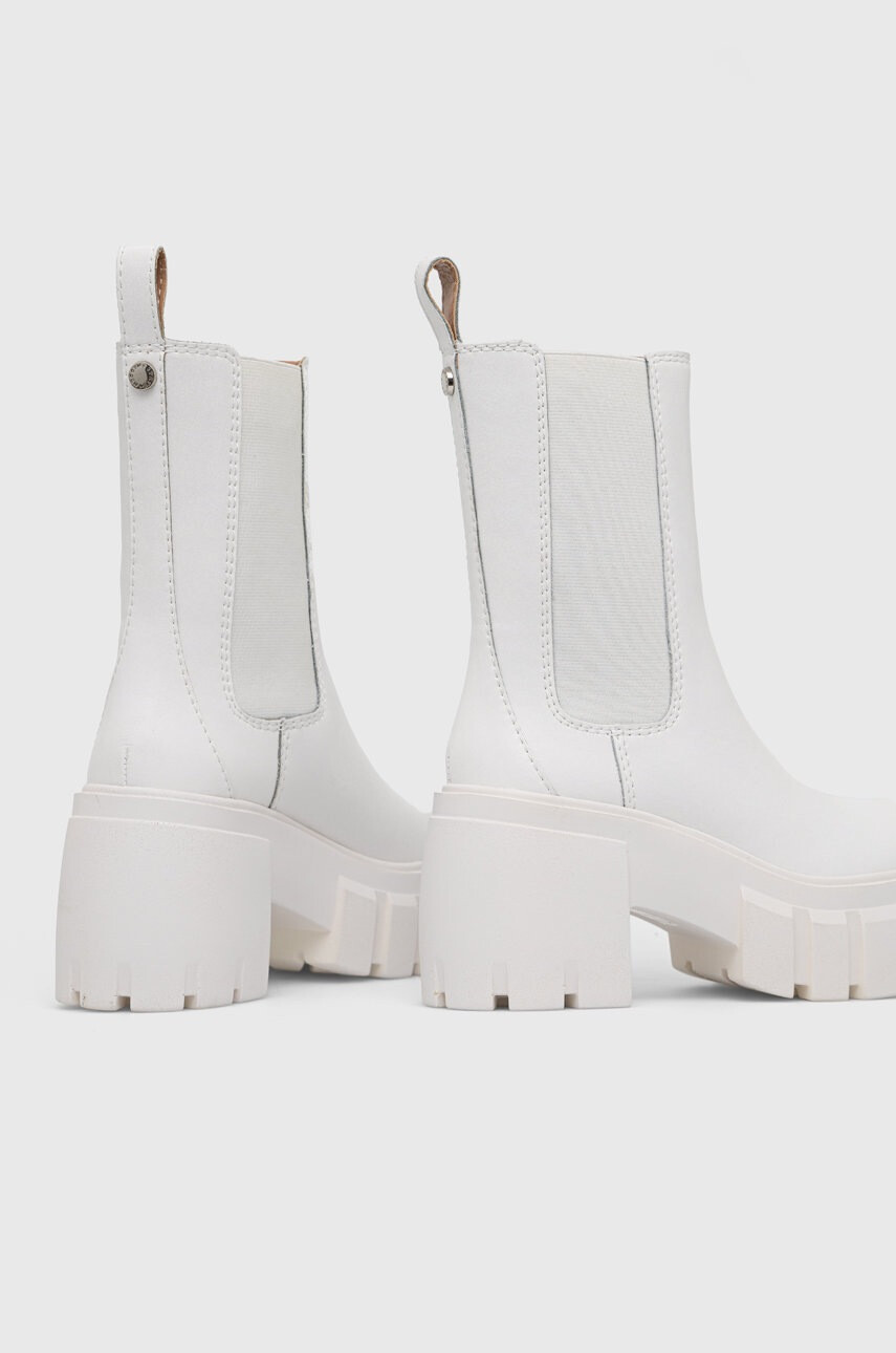 Steve Madden Кожени боти челси Ballistic в бяло с висок ток - Pepit.bg