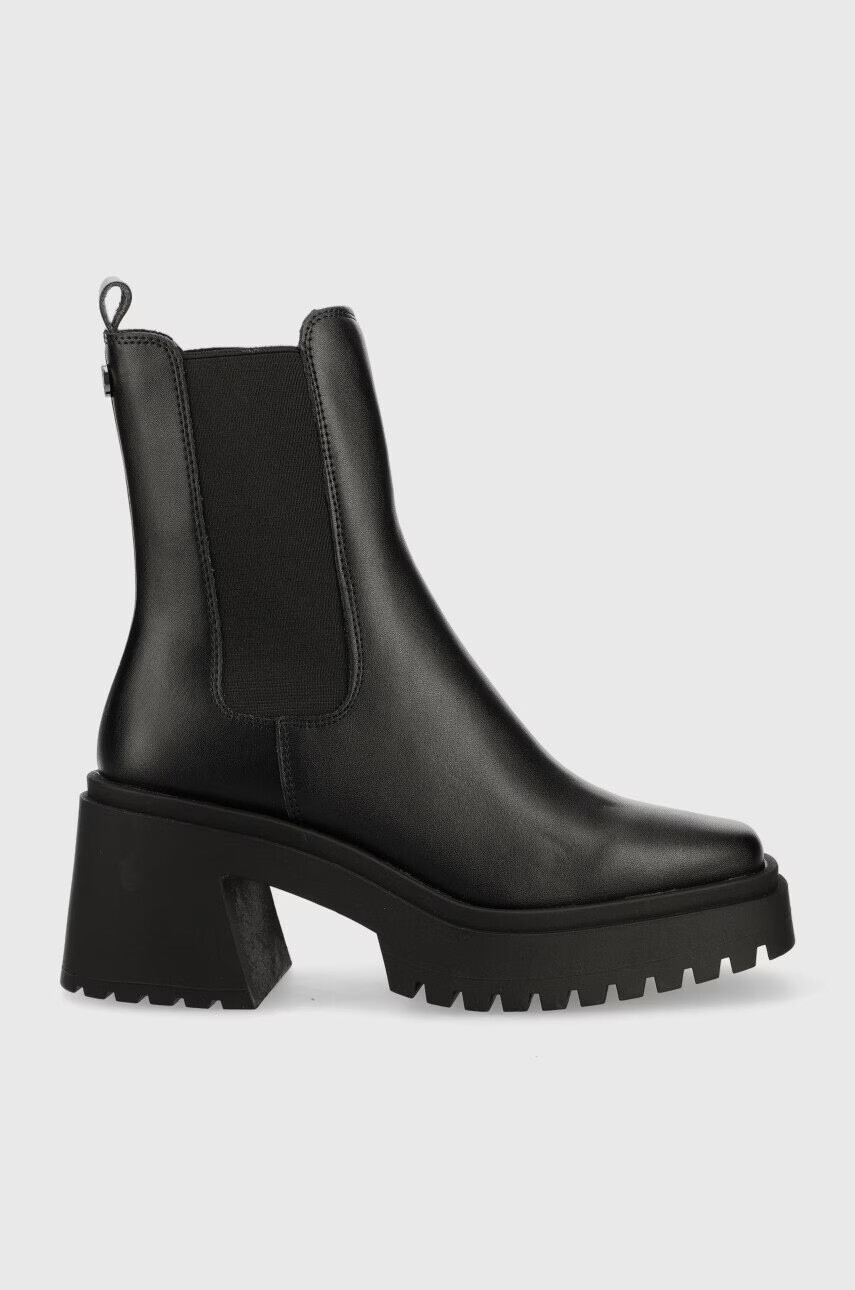 Steve Madden Кожени боти челси Parkway в черно с висок ток - Pepit.bg
