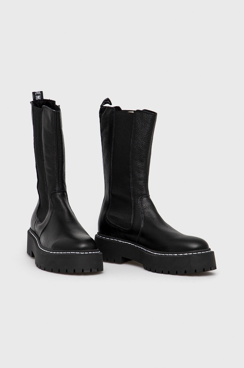 Steve Madden Кожени боти челси дамски в черно с платформа - Pepit.bg