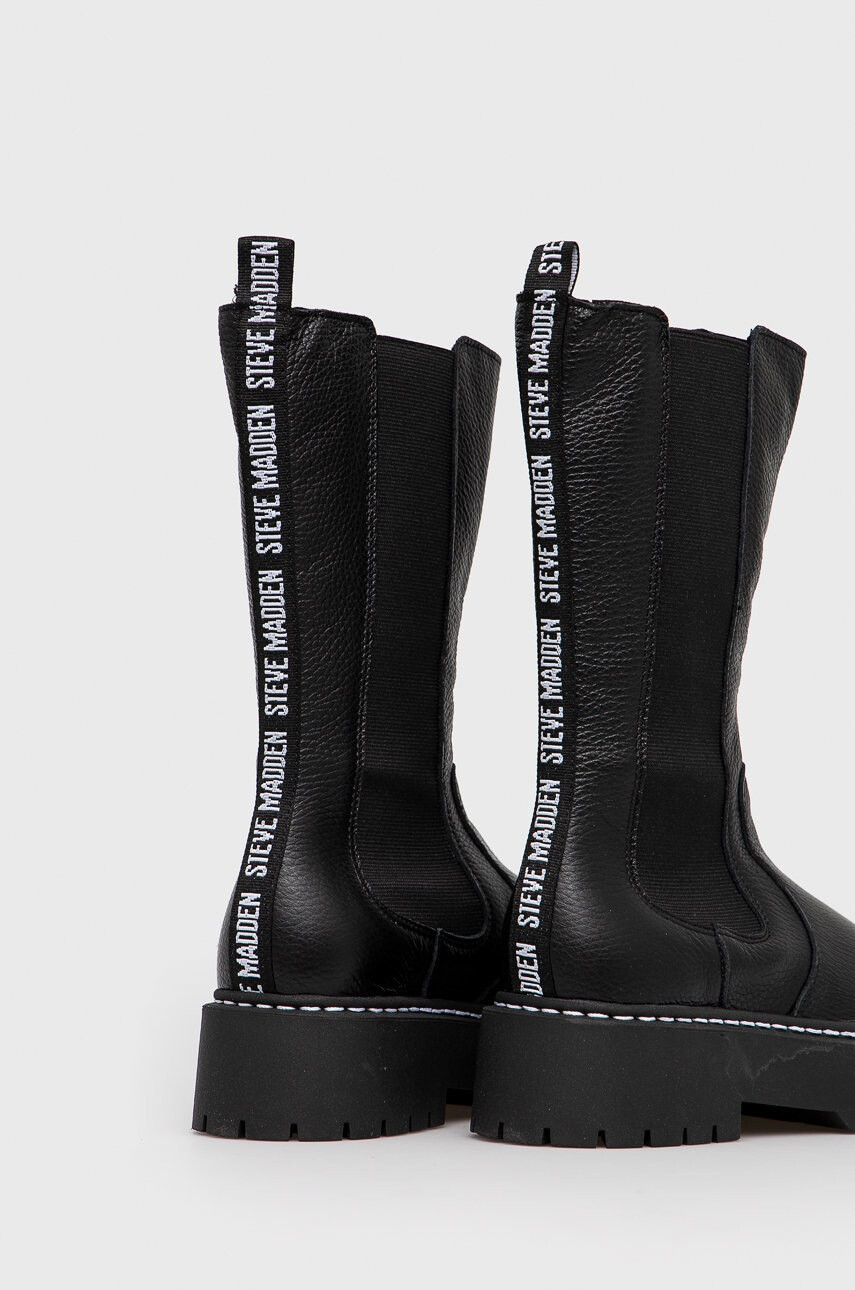 Steve Madden Кожени боти челси дамски в черно с платформа - Pepit.bg