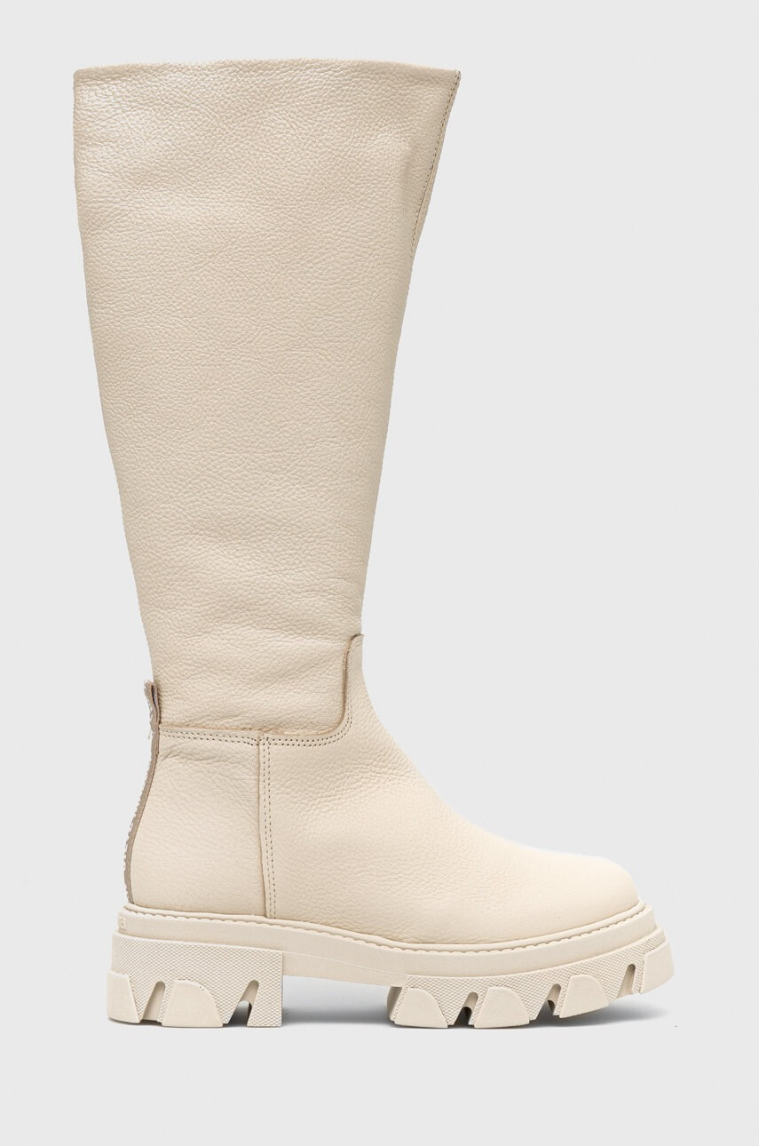 Steve Madden Кожени ботуши в бежово с платформа - Pepit.bg