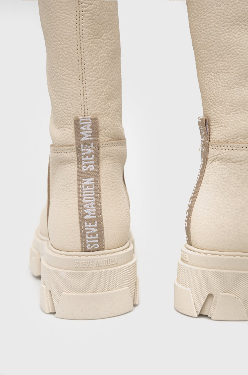 Steve Madden Кожени ботуши в бежово с платформа - Pepit.bg