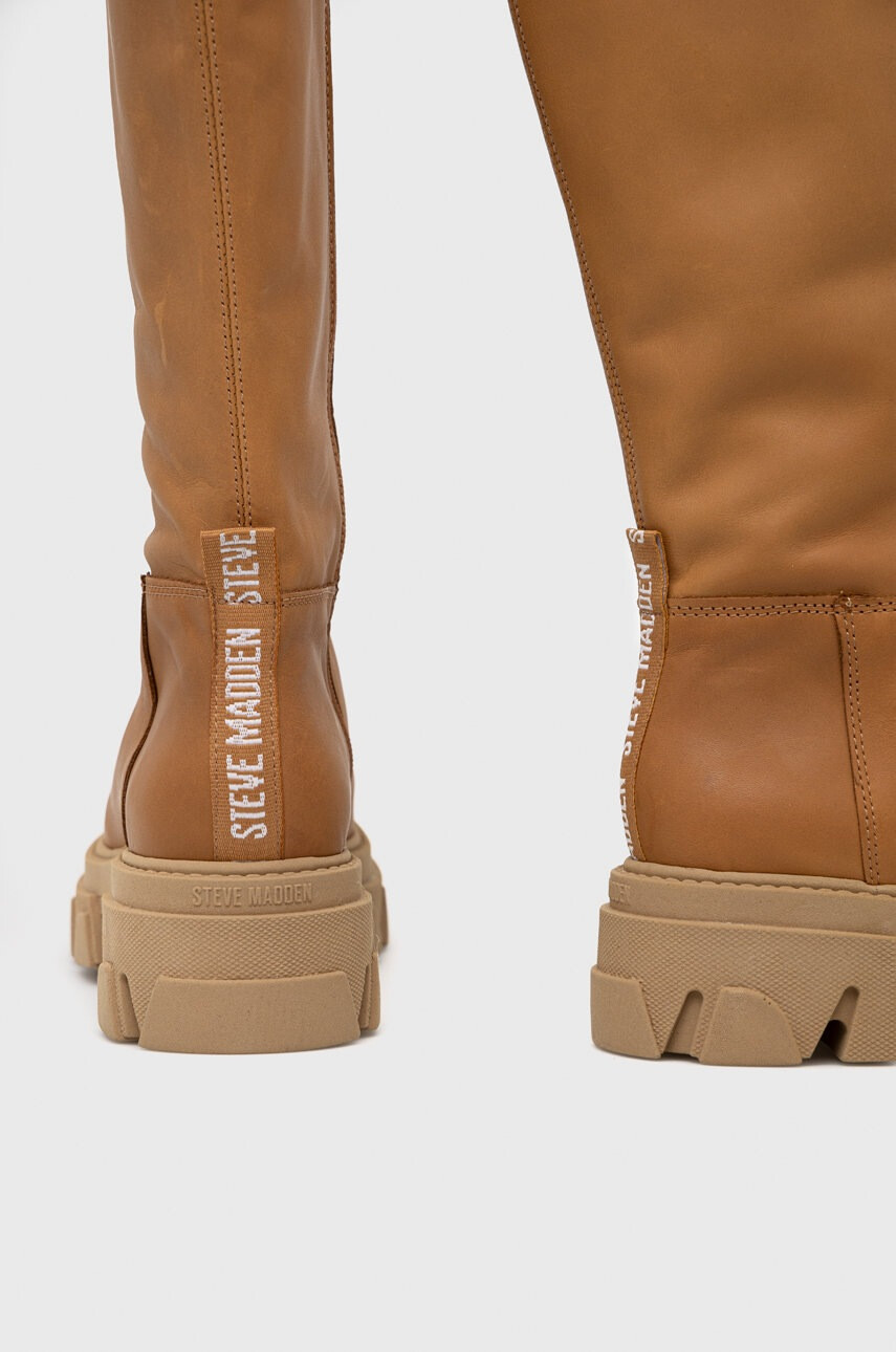 Steve Madden Кожени ботуши в кафяво с платформа - Pepit.bg
