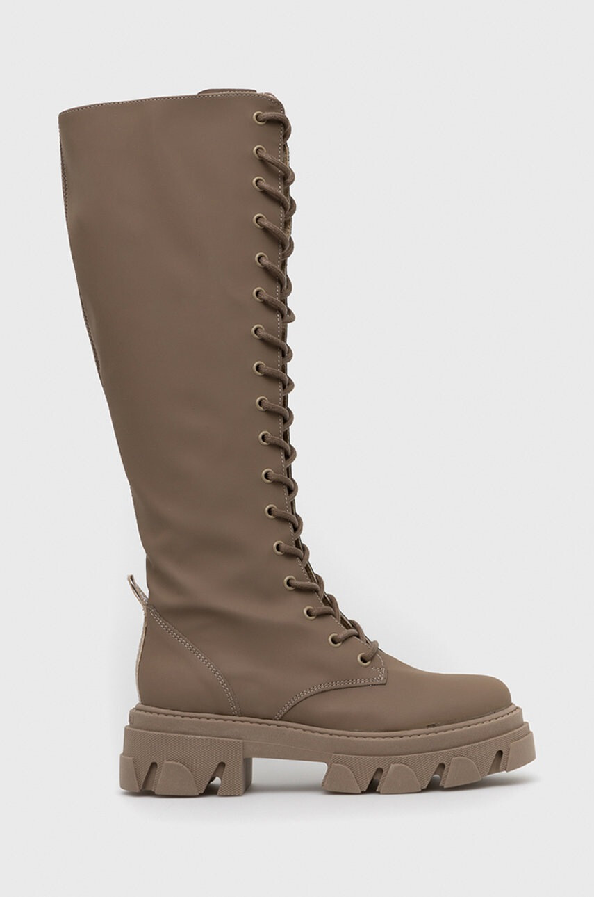 Steve Madden Кожени ботуши Marine в кафяво с платформа - Pepit.bg