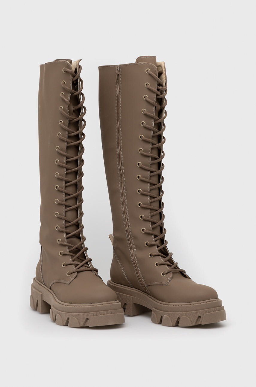 Steve Madden Кожени ботуши Marine в кафяво с платформа - Pepit.bg