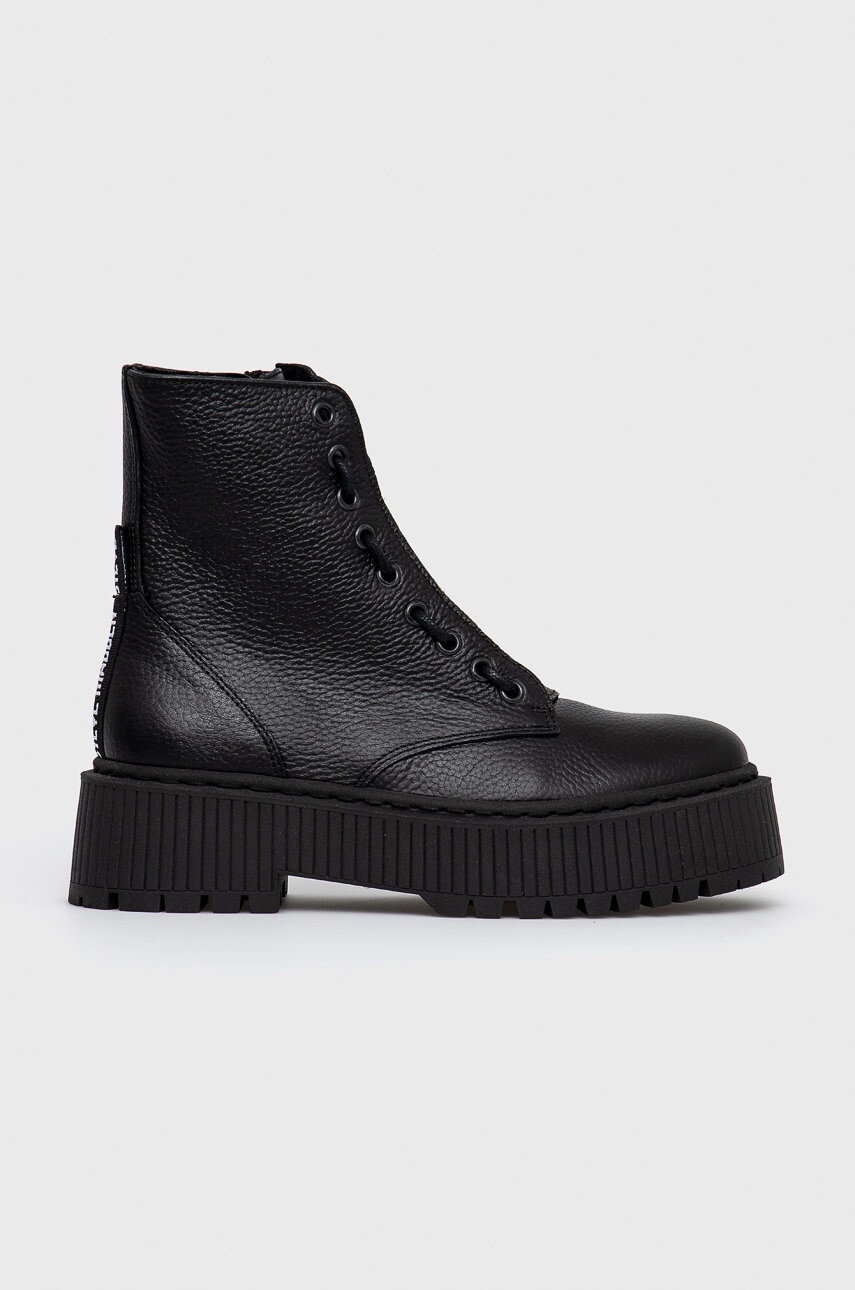 Steve Madden Кожени кубинки дамски в черно с платформа - Pepit.bg