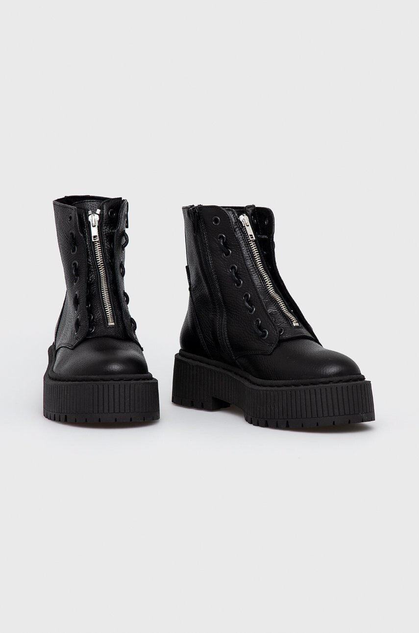 Steve Madden Кожени кубинки дамски в черно с платформа - Pepit.bg