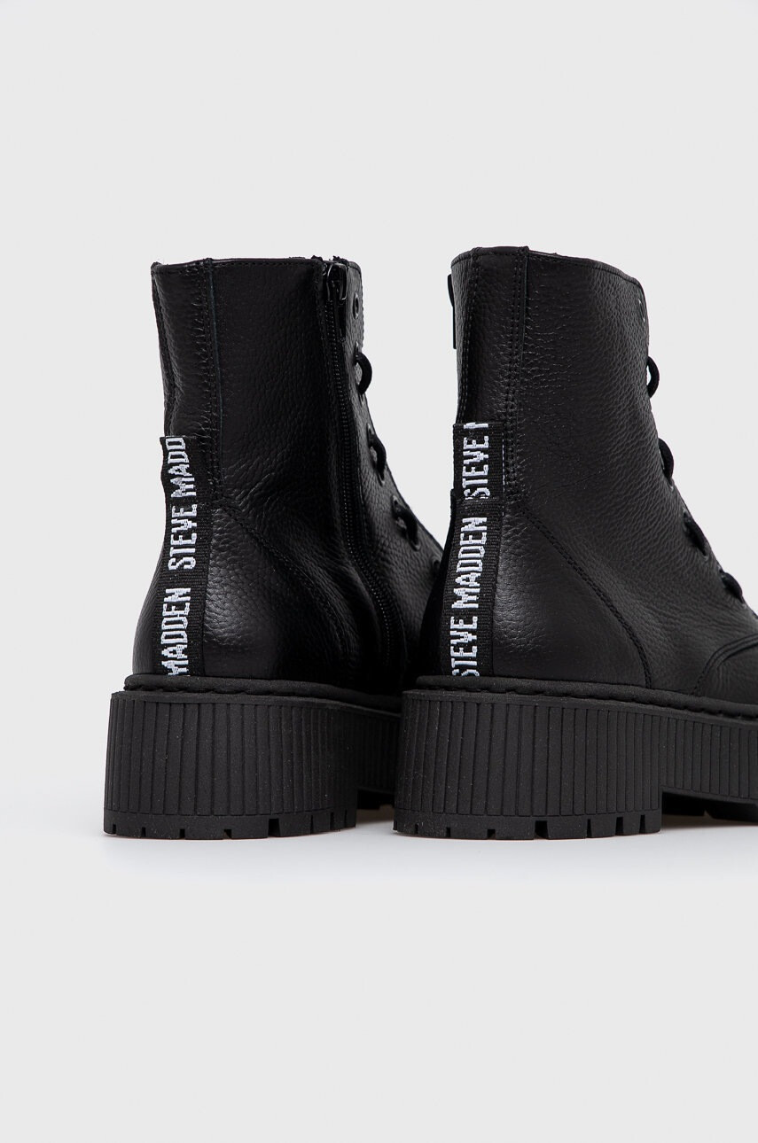 Steve Madden Кожени кубинки дамски в черно с платформа - Pepit.bg