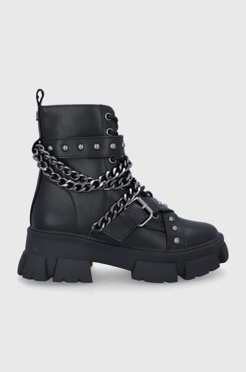 Steve Madden Кожени кубинки дамски в черно с платформа - Pepit.bg