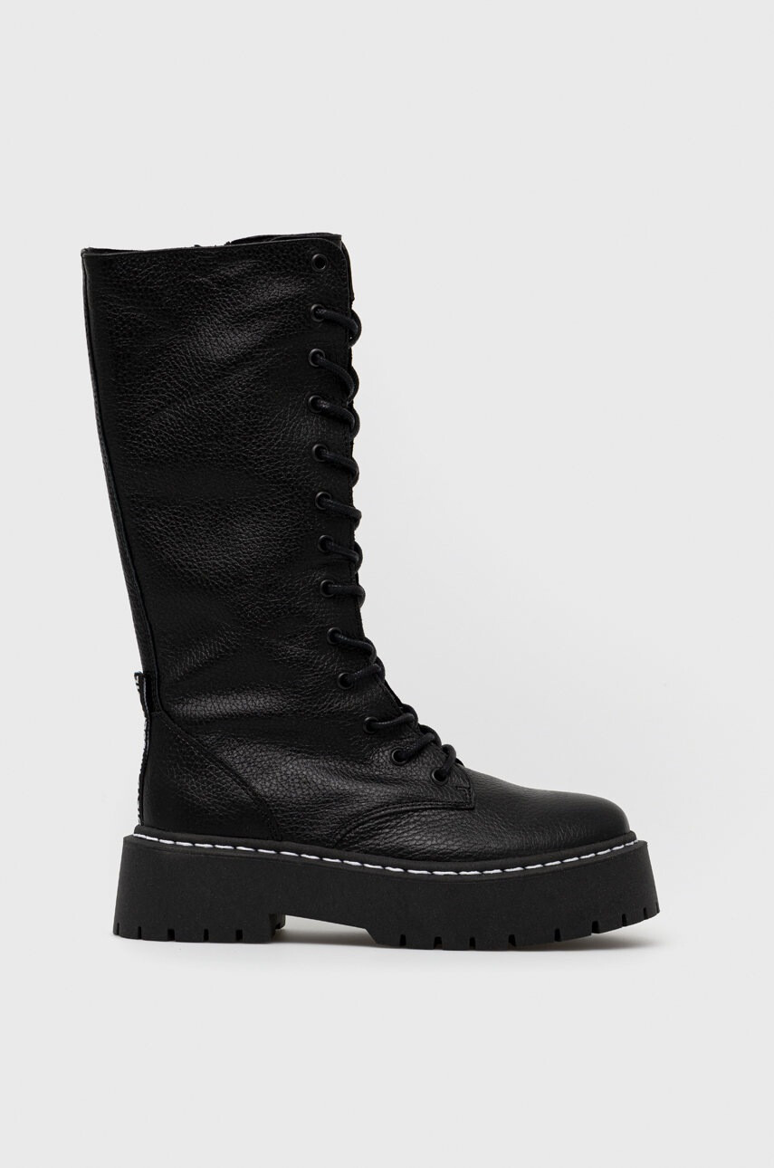 Steve Madden Кожени кубинки Vroom в черно с платформа - Pepit.bg