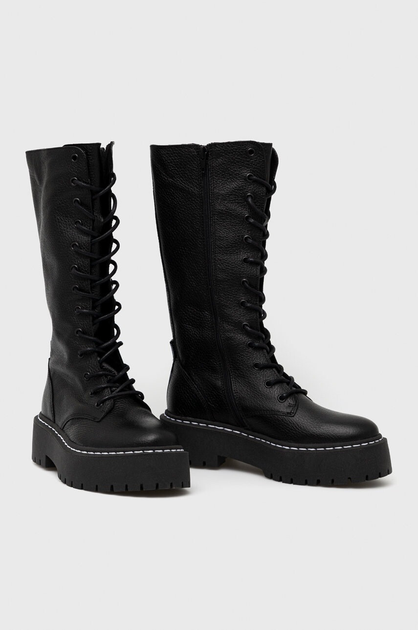 Steve Madden Кожени кубинки Vroom в черно с платформа - Pepit.bg