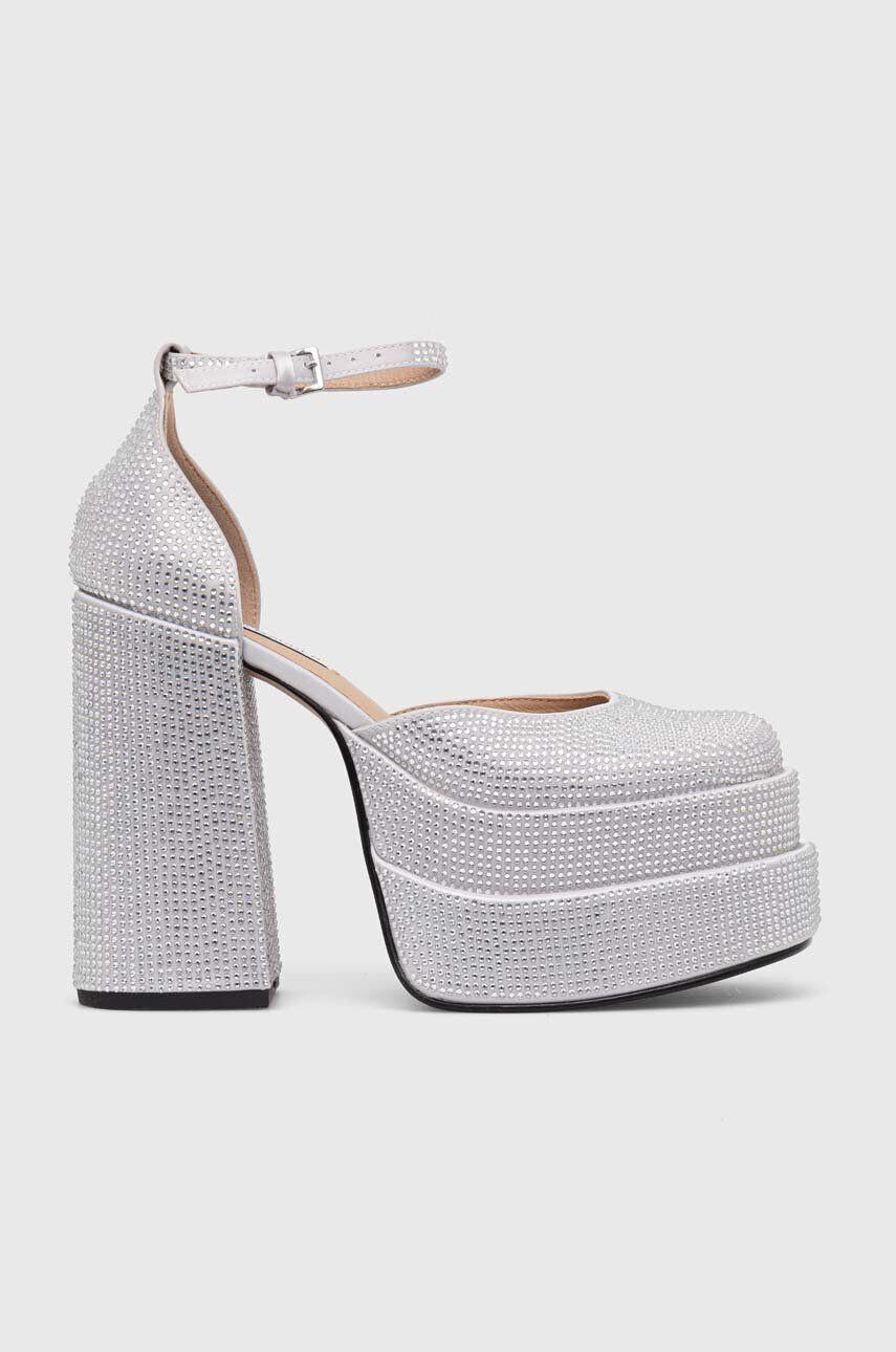 Steve Madden Обувки с дебел ток Charlize-R в сребристо с висок ток SM11002257 - Pepit.bg