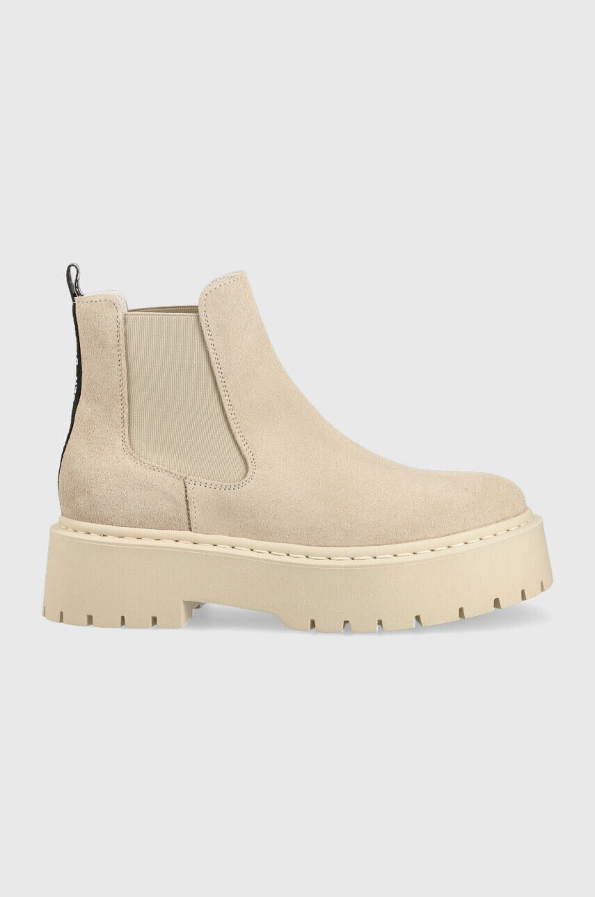 Steve Madden Велурени боти челси Veerly в бежово с платформа - Pepit.bg