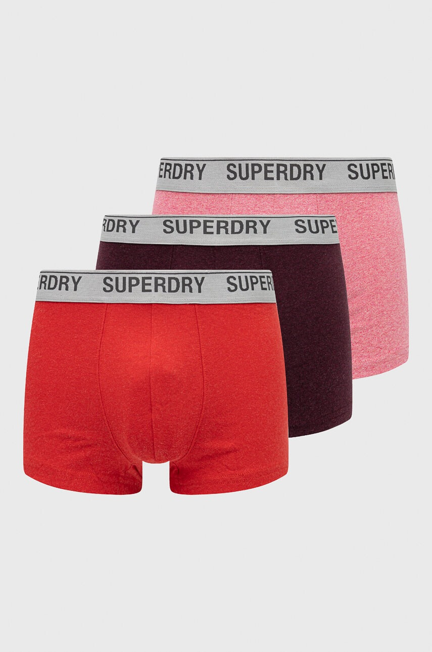 Superdry Боксерки (3 чифта) мъжки в бордо - Pepit.bg