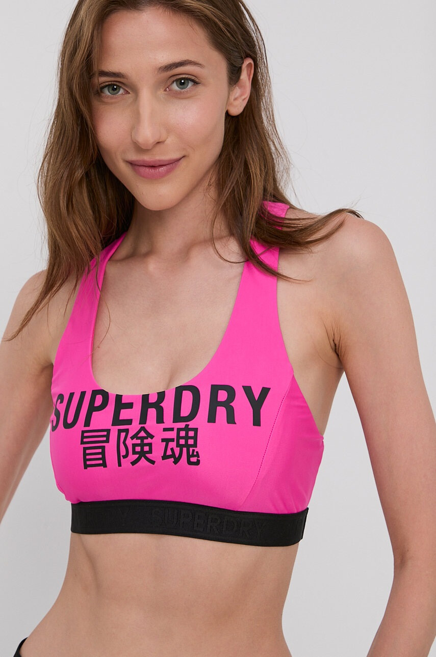 Superdry Горнище на бански в розово с мека чашка - Pepit.bg