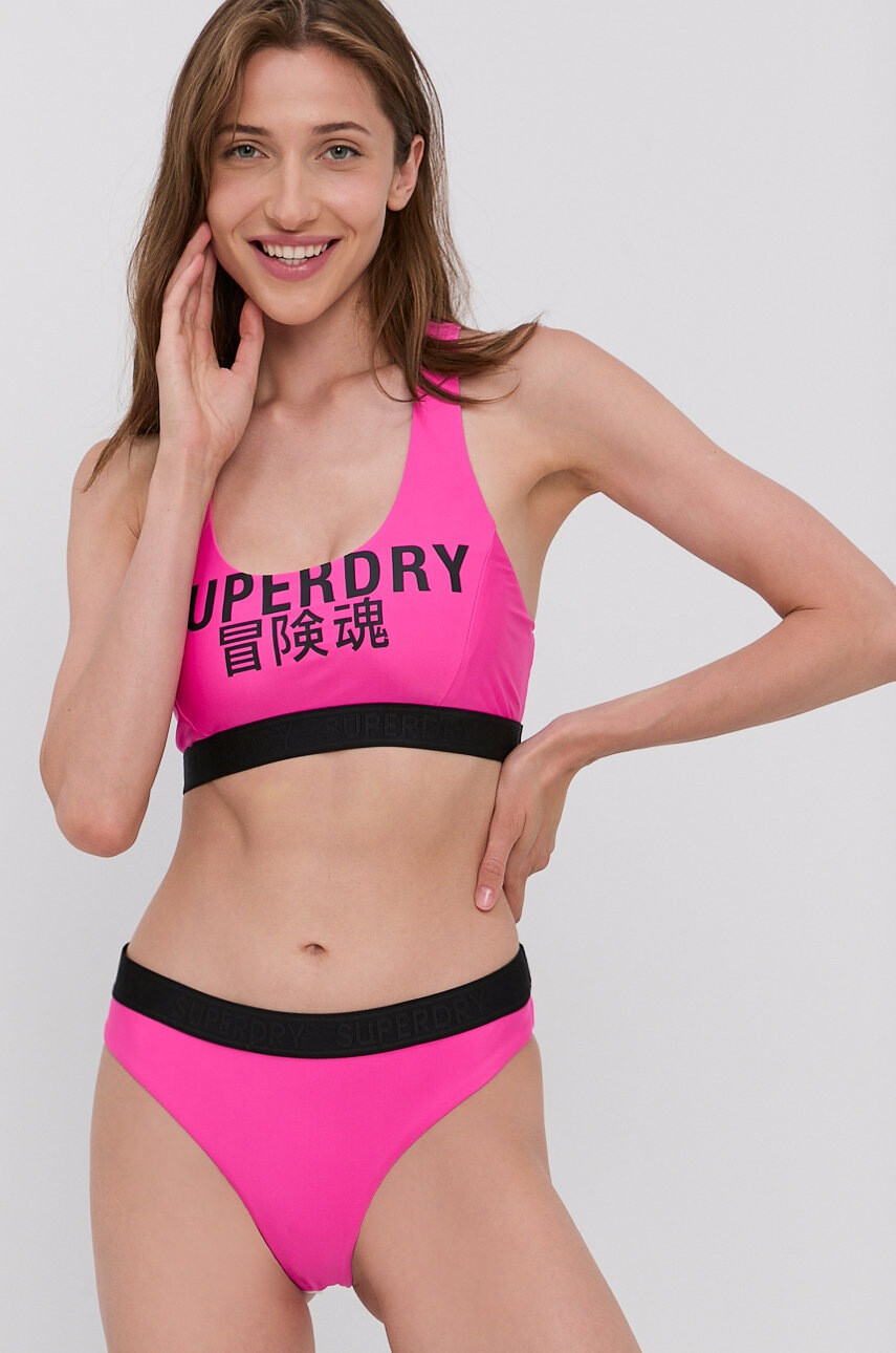 Superdry Горнище на бански в розово с мека чашка - Pepit.bg