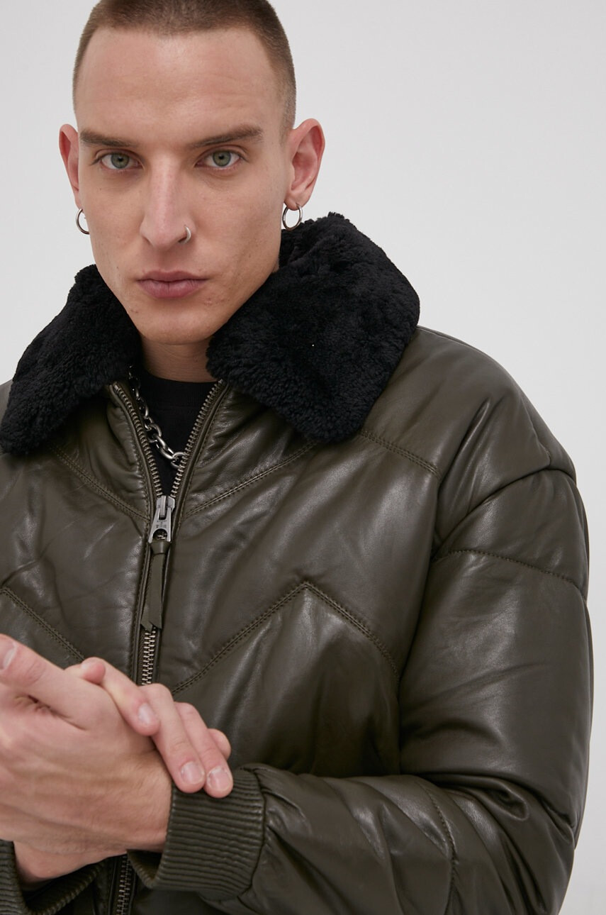 Superdry Koжено яке в зелено със зимна изолация - Pepit.bg