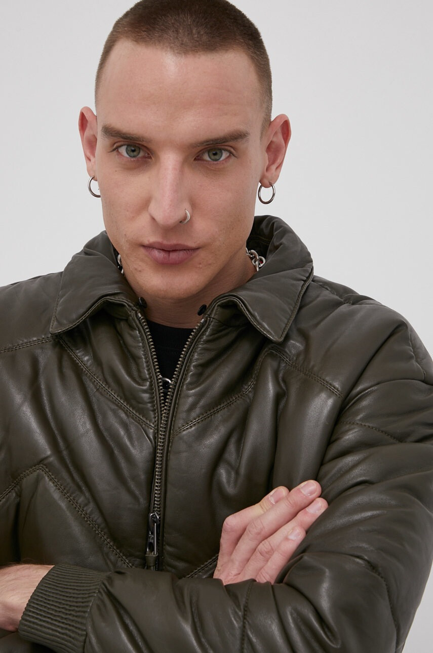 Superdry Koжено яке в зелено със зимна изолация - Pepit.bg