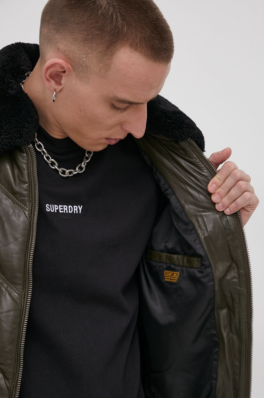 Superdry Koжено яке в зелено със зимна изолация - Pepit.bg