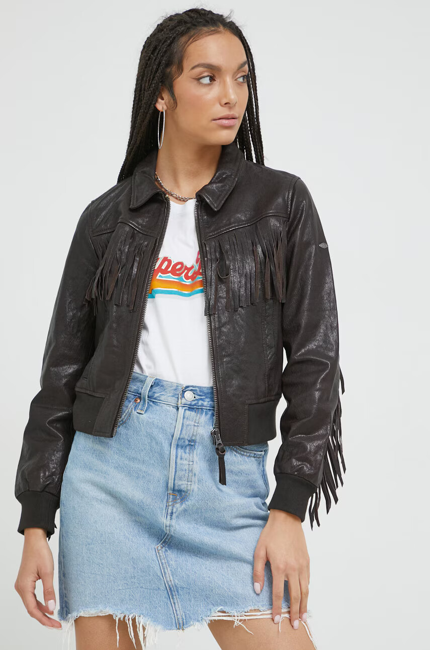 Superdry Koжено яке в кафяво с преходна изолация - Pepit.bg