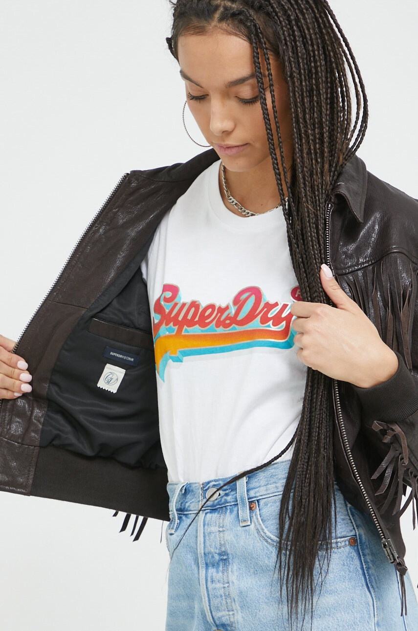 Superdry Koжено яке в кафяво с преходна изолация - Pepit.bg
