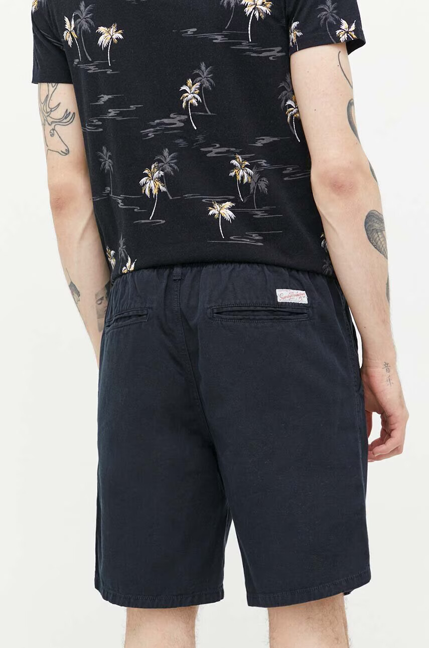 Superdry Къс панталон с лен в тъмносиньо - Pepit.bg