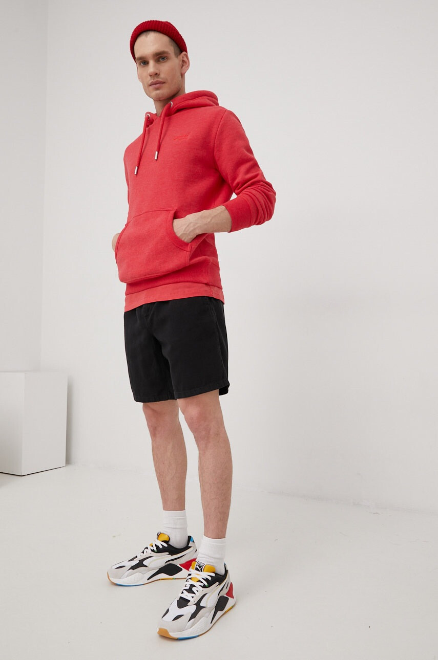 Superdry Къс панталон с лен в черно - Pepit.bg