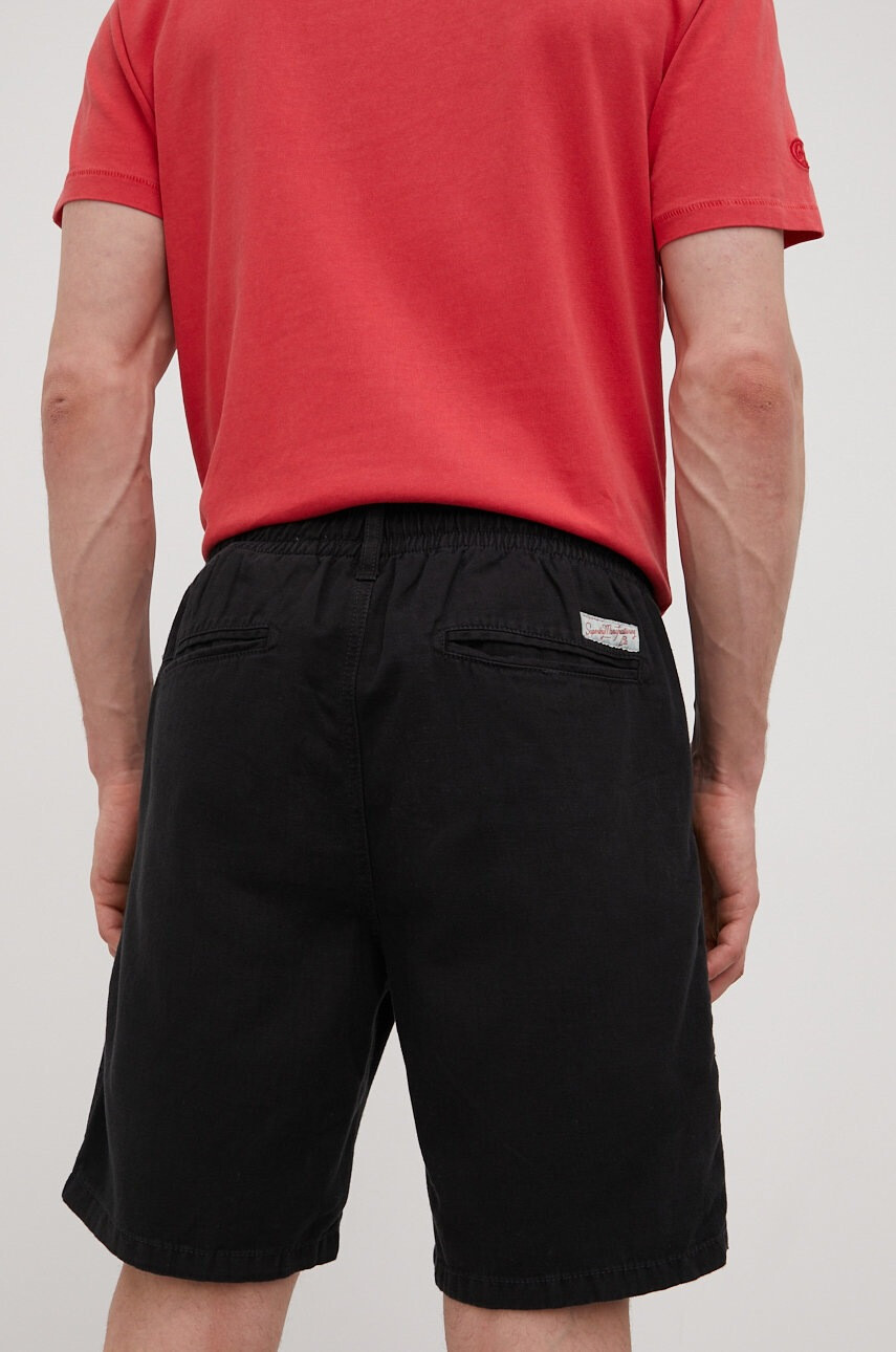 Superdry Къс панталон с лен в черно - Pepit.bg